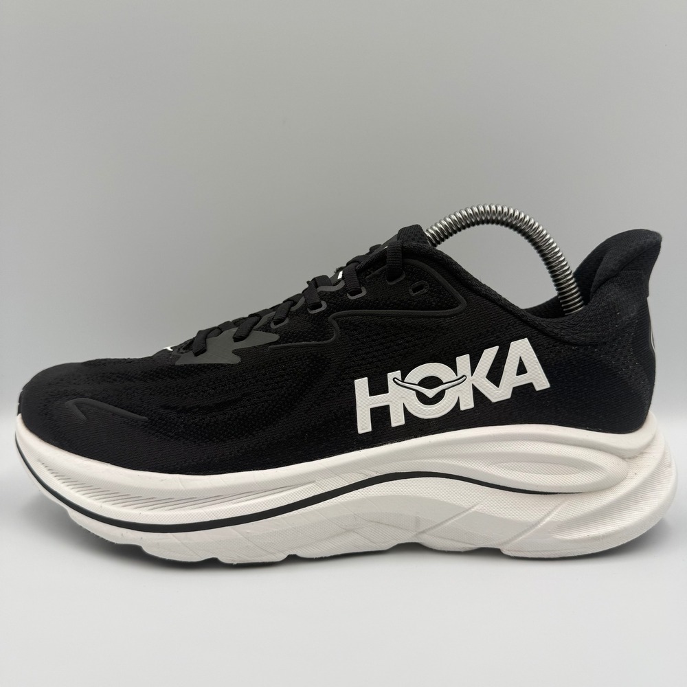 Hoka One One Clifton 10 Women's Size 10 Black White Running Shoes Sneakers - Picture 3 of 9